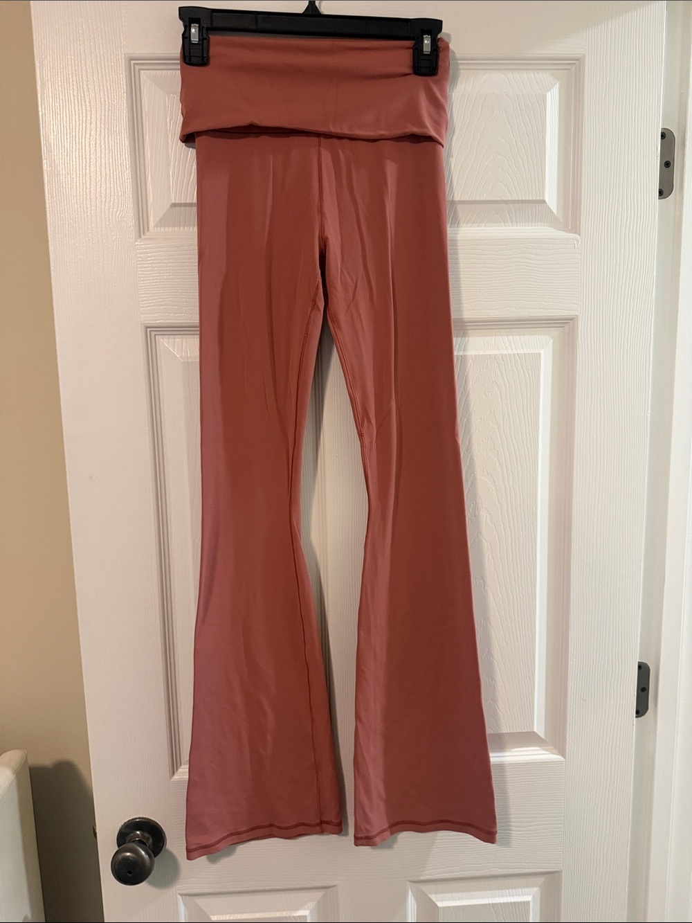 aerie Fold-Over High-Waist Flare Yoga Pants in Rose Clay